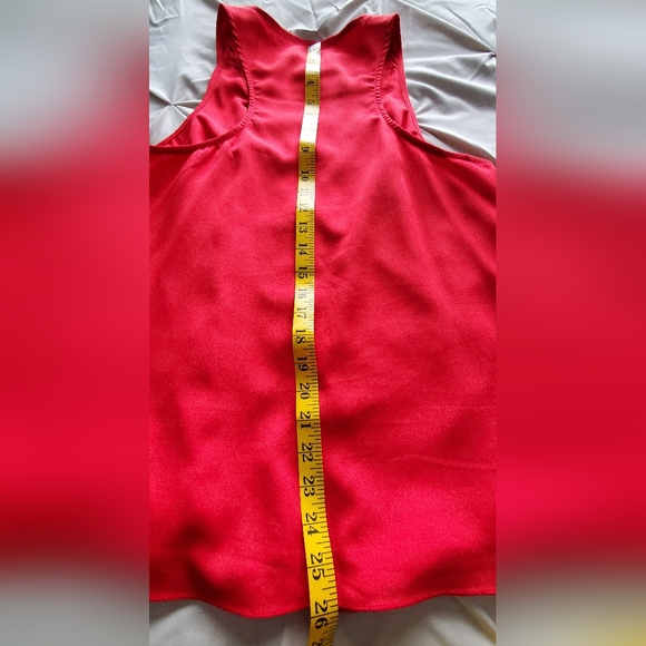 Silk V Neck Top in Red and Gold - Picture 14 of 16